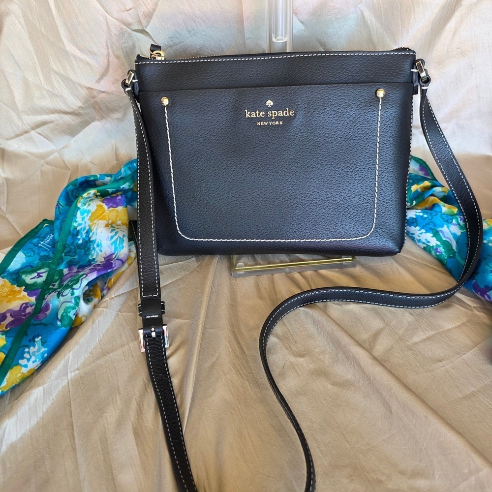 Kate Spade Thompson Street Tatum Crossbody‎ Bag Black Pebbled Leather PXRU9169